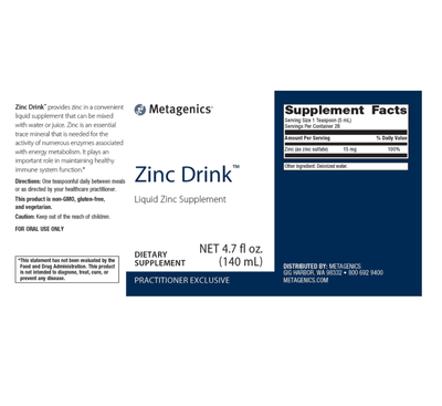 Zinc Drink label - Pharmedico