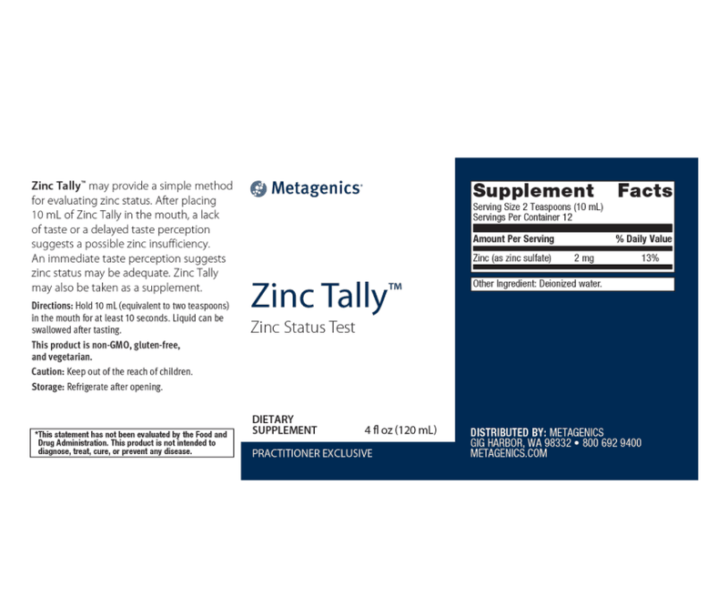 Zinc Tally Label - Pharmedico